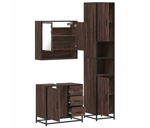 Set de muebles baño 3 pzas madera contrachapada roble marrón