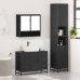 Juego de muebles de baño 3 pzas madera contrachapada negro