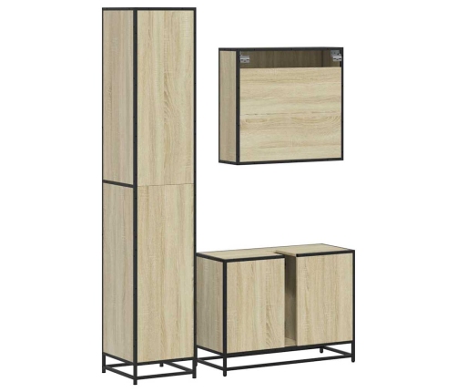 Set de muebles de baño 3 pzas madera contrachapada roble Sonoma