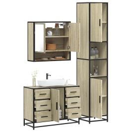 Set de muebles de baño 3 pzas madera contrachapada roble Sonoma