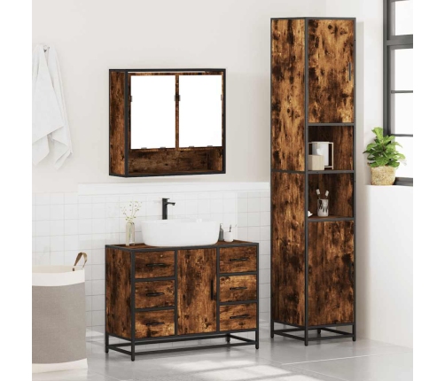 Set de muebles baño 3 pzas madera contrachapada roble ahumado