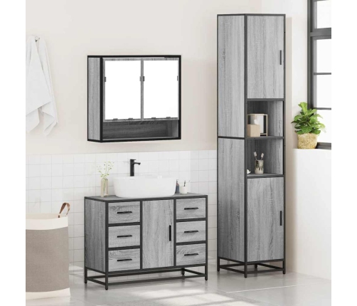 Set de muebles de baño 3 pzas madera contrachapada gris sonoma