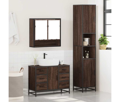 Set de muebles baño 3 pzas madera contrachapada roble marrón