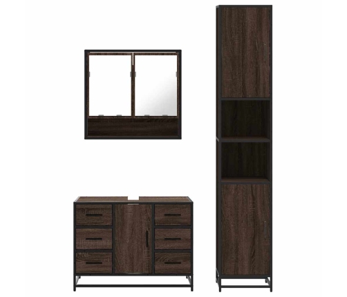 Set de muebles baño 3 pzas madera contrachapada roble marrón