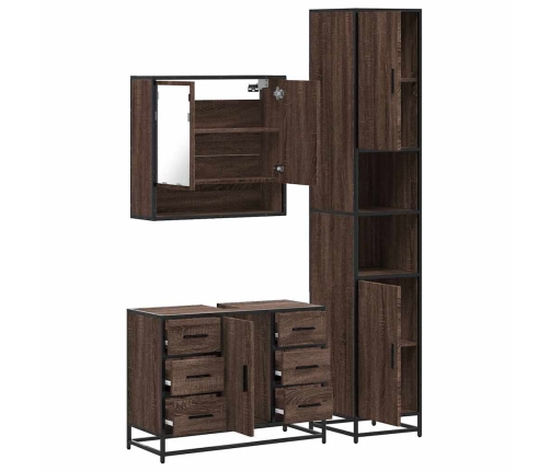 Set de muebles baño 3 pzas madera contrachapada roble marrón