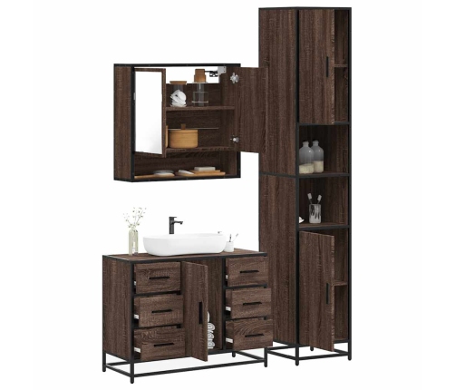 Set de muebles baño 3 pzas madera contrachapada roble marrón