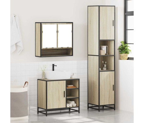 Set de muebles de baño 3 pzas madera contrachapada roble Sonoma