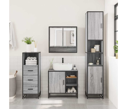 Set de muebles de baño 3 pzas madera contrachapada gris sonoma