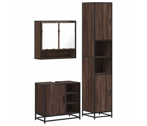 Set de muebles baño 3 pzas madera contrachapada roble marrón