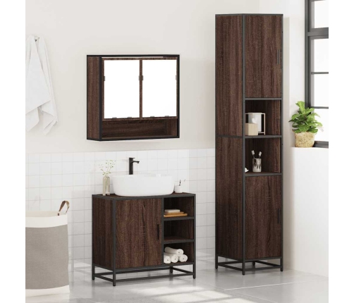 Set de muebles baño 3 pzas madera contrachapada roble marrón