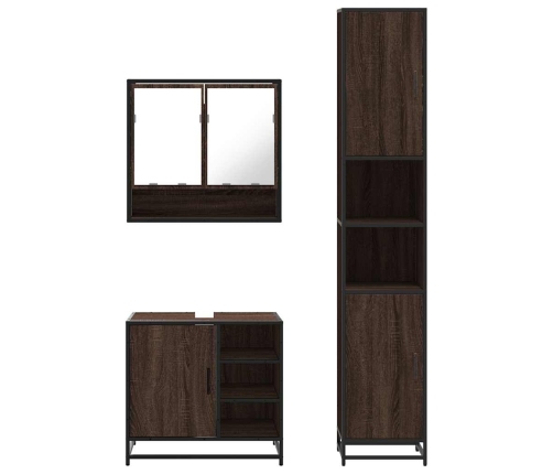 Set de muebles baño 3 pzas madera contrachapada roble marrón