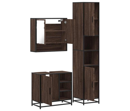 Set de muebles baño 3 pzas madera contrachapada roble marrón