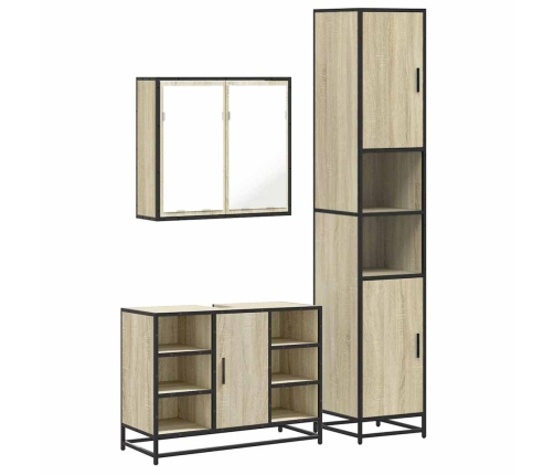 Set de muebles de baño 3 pzas madera contrachapada roble Sonoma