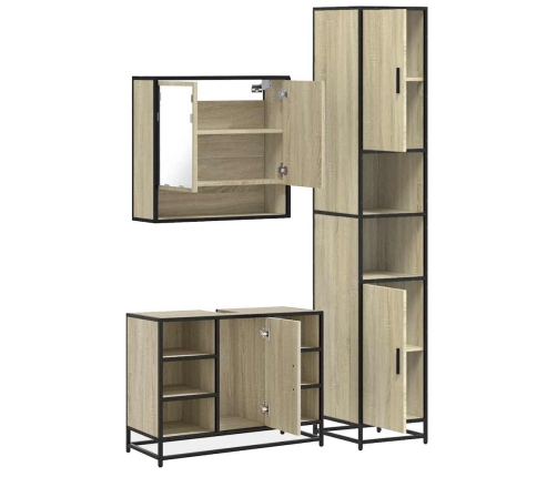 Set de muebles de baño 3 pzas madera contrachapada roble Sonoma