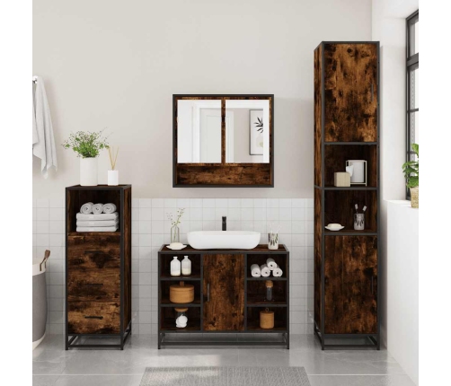 Set de muebles baño 3 pzas madera contrachapada roble ahumado