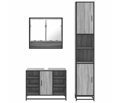 Set de muebles de baño 3 pzas madera contrachapada gris sonoma