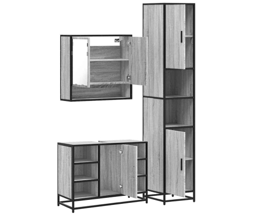 Set de muebles de baño 3 pzas madera contrachapada gris sonoma