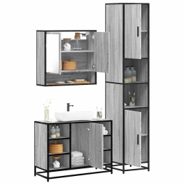 Set de muebles de baño 3 pzas madera contrachapada gris sonoma