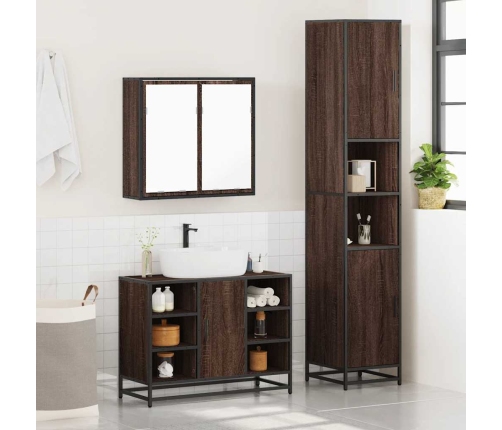 Set de muebles baño 3 pzas madera contrachapada roble marrón