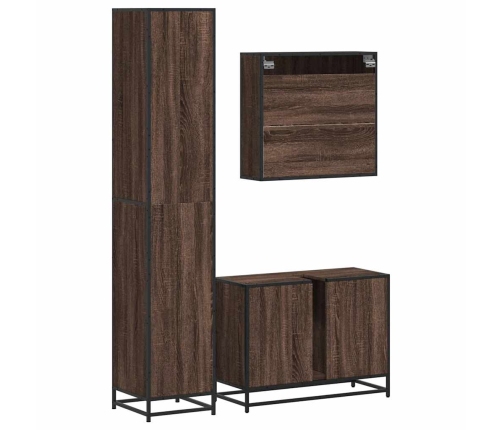 Set de muebles baño 3 pzas madera contrachapada roble marrón