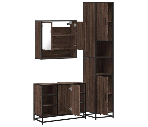 Set de muebles baño 3 pzas madera contrachapada roble marrón