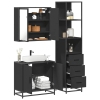 Juego de muebles de baño 3 pzas madera contrachapada negro