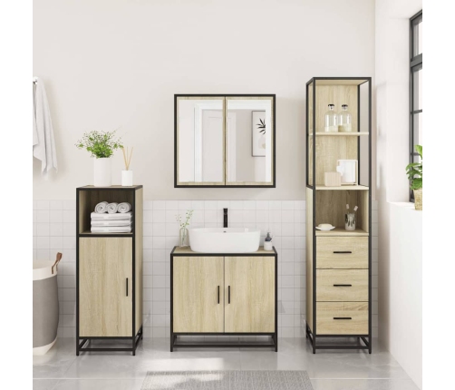 Set de muebles de baño 3 pzas madera contrachapada roble Sonoma