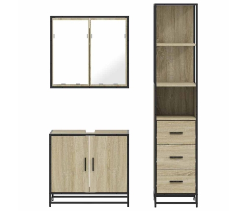 Set de muebles de baño 3 pzas madera contrachapada roble Sonoma