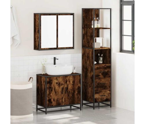 Set de muebles baño 3 pzas madera contrachapada roble ahumado