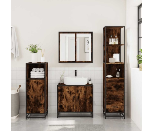 Set de muebles baño 3 pzas madera contrachapada roble ahumado