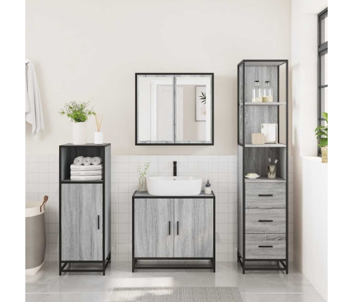 Set de muebles de baño 3 pzas madera contrachapada gris sonoma