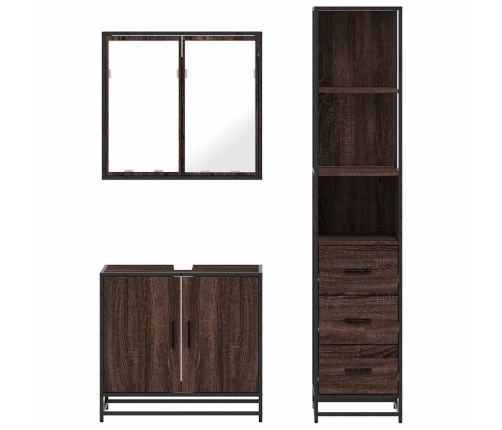 Set de muebles baño 3 pzas madera contrachapada roble marrón