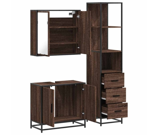 Set de muebles baño 3 pzas madera contrachapada roble marrón