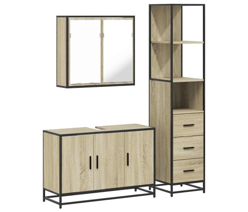 Set de muebles de baño 3 pzas madera contrachapada roble Sonoma