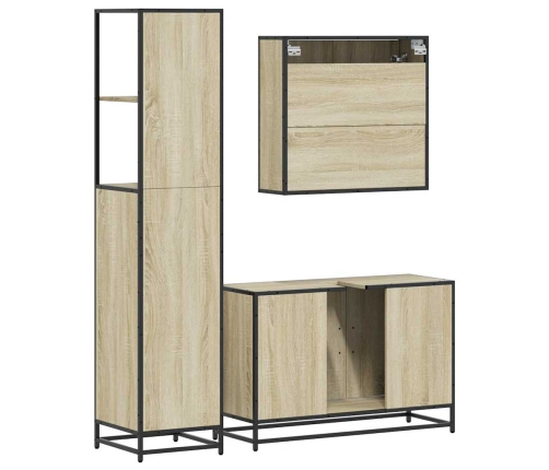 Set de muebles de baño 3 pzas madera contrachapada roble Sonoma