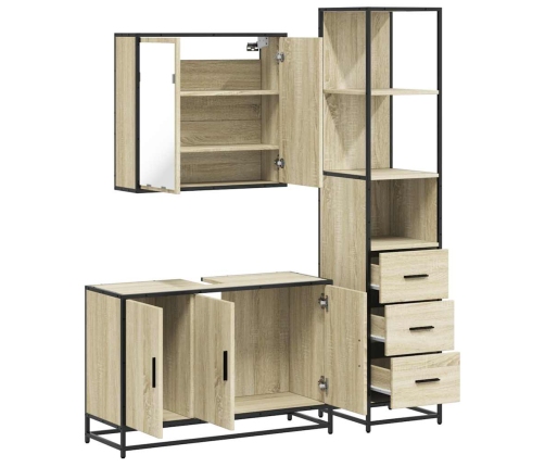 Set de muebles de baño 3 pzas madera contrachapada roble Sonoma