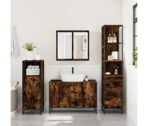 Set de muebles baño 3 pzas madera contrachapada roble ahumado