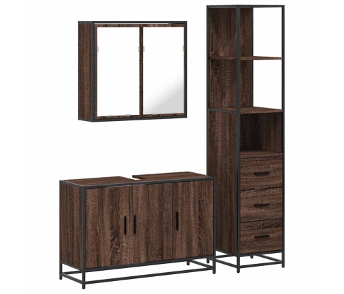 Set de muebles baño 3 pzas madera contrachapada roble marrón