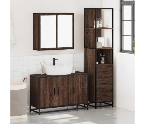 Set de muebles baño 3 pzas madera contrachapada roble marrón