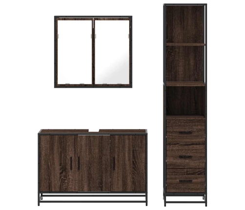 Set de muebles baño 3 pzas madera contrachapada roble marrón