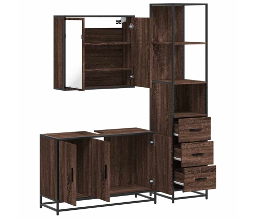 Set de muebles baño 3 pzas madera contrachapada roble marrón