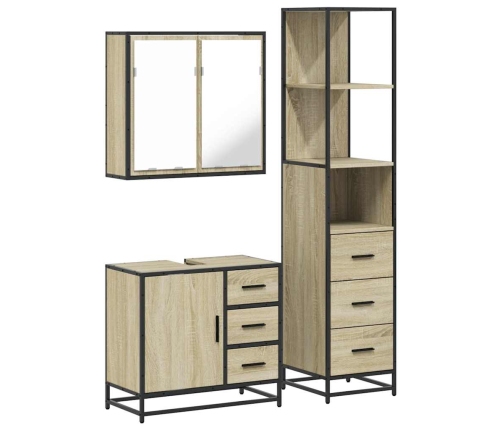 Set de muebles de baño 3 pzas madera contrachapada roble Sonoma