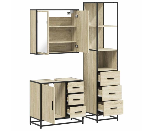 Set de muebles de baño 3 pzas madera contrachapada roble Sonoma