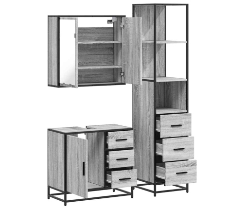 Set de muebles de baño 3 pzas madera contrachapada gris sonoma