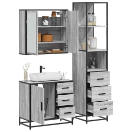 Set de muebles de baño 3 pzas madera contrachapada gris sonoma