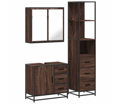 Set de muebles baño 3 pzas madera contrachapada roble marrón