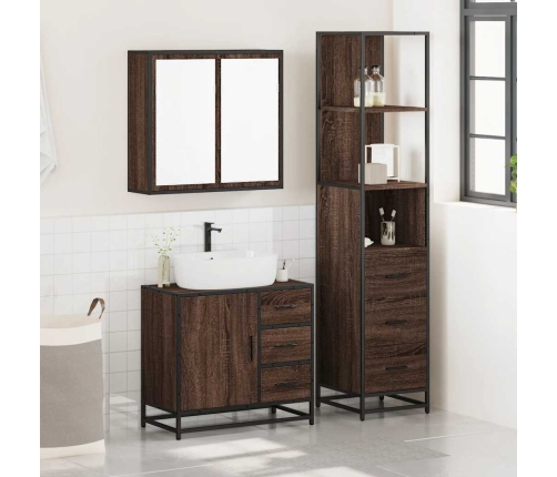 Set de muebles baño 3 pzas madera contrachapada roble marrón