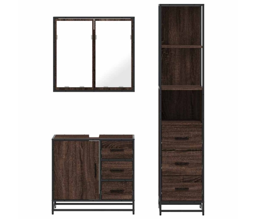 Set de muebles baño 3 pzas madera contrachapada roble marrón