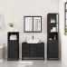 Juego de muebles de baño 3 pzas madera contrachapada negro