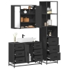 Juego de muebles de baño 3 pzas madera contrachapada negro